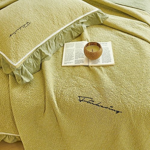 全棉花边床盖三件套绗缝夹棉加厚纯棉床单四季通用榻榻米炕盖被单