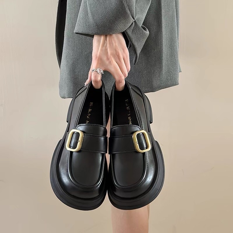 2025春秋英伦风厚底小皮鞋女新款复古乐福鞋女一脚蹬jk制服单鞋女