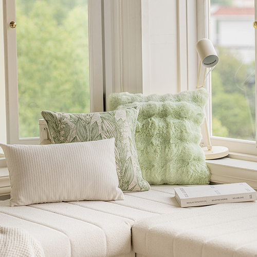 现代清新ins风抹茶绿家用客厅沙发飘窗靠枕抱枕简约轻奢靠垫批发