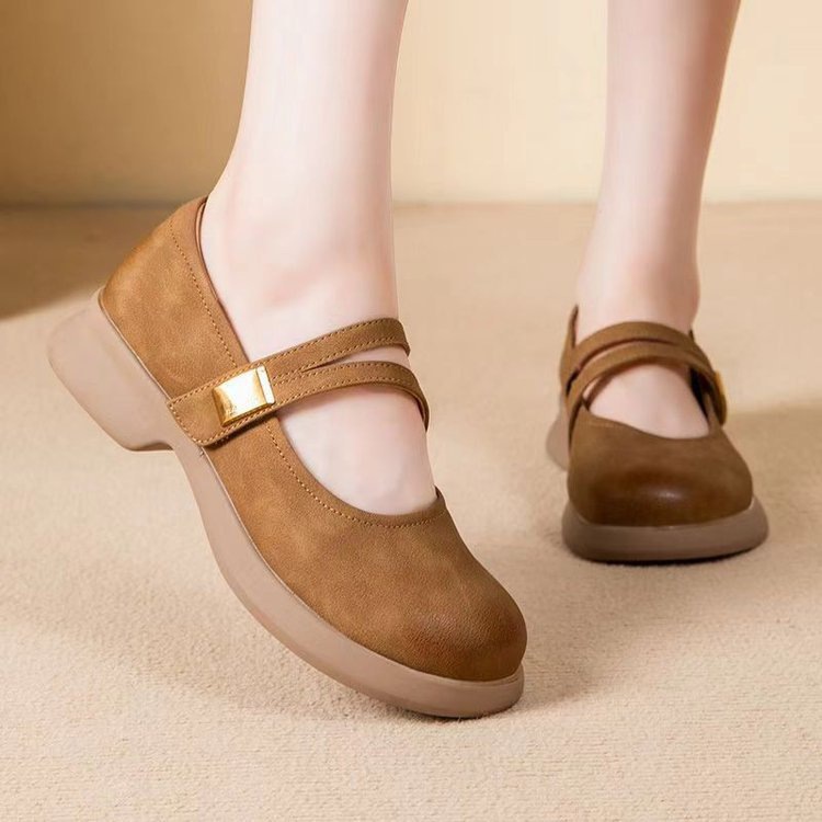 玛丽珍小皮鞋2025年秋季透气百搭复古浅口低跟单鞋软底不累脚女鞋