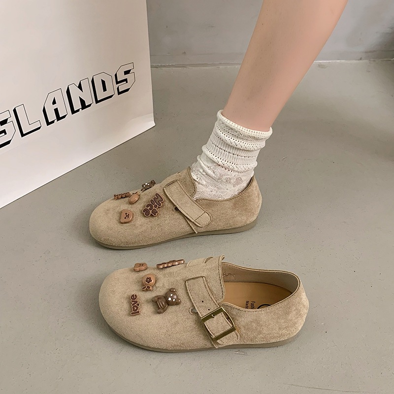 复古勃肯鞋女软底外穿2025新款秋季休闲百搭防滑可爱卡通平底单鞋