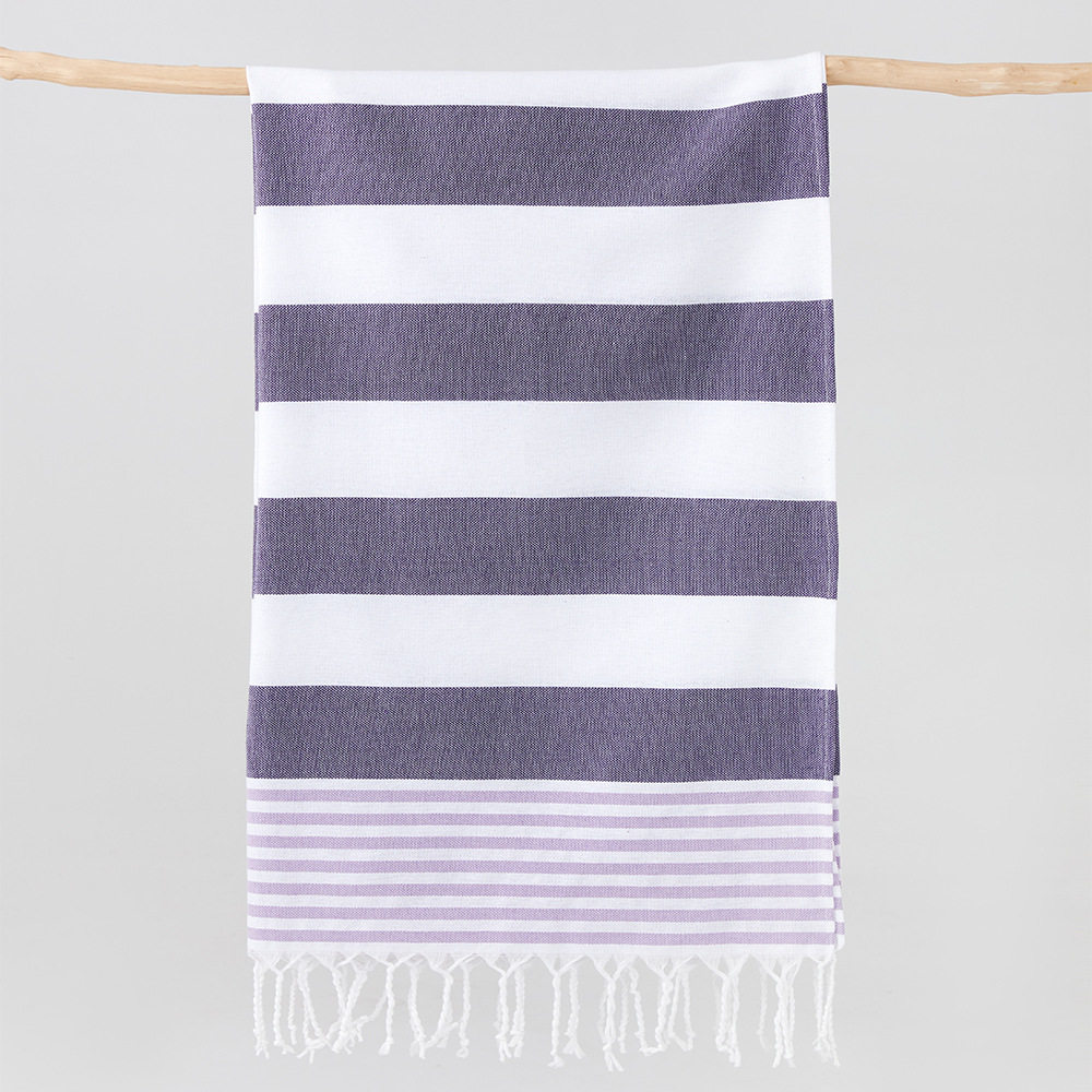OEM色织土耳其棉毯土耳其沙滩巾棉麻条纹速干披肩沙滩毯横条巾