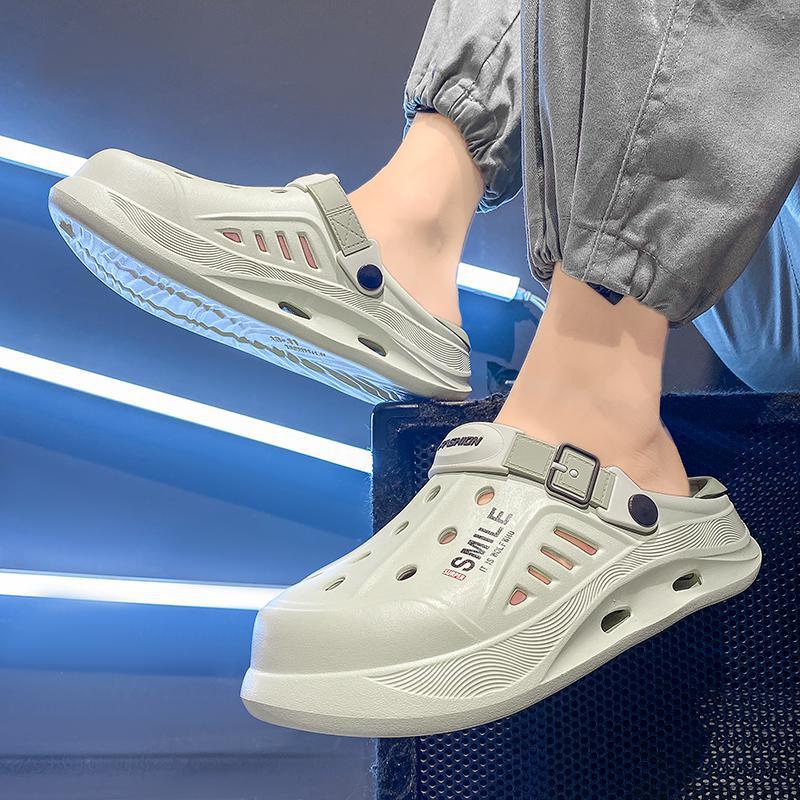 洞洞鞋男夏季外穿防滑增高沙滩凉鞋青少年运动两用踩屎感包头凉