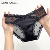 女纯棉裆透气舒适中腰包臀无痕女士三角裤 Mimi Angel性感蕾丝内裤