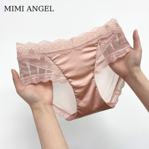 Mimi Angel内裤女欧美宫廷名媛网纱丝质绸缎性感蕾丝新款三角裤头