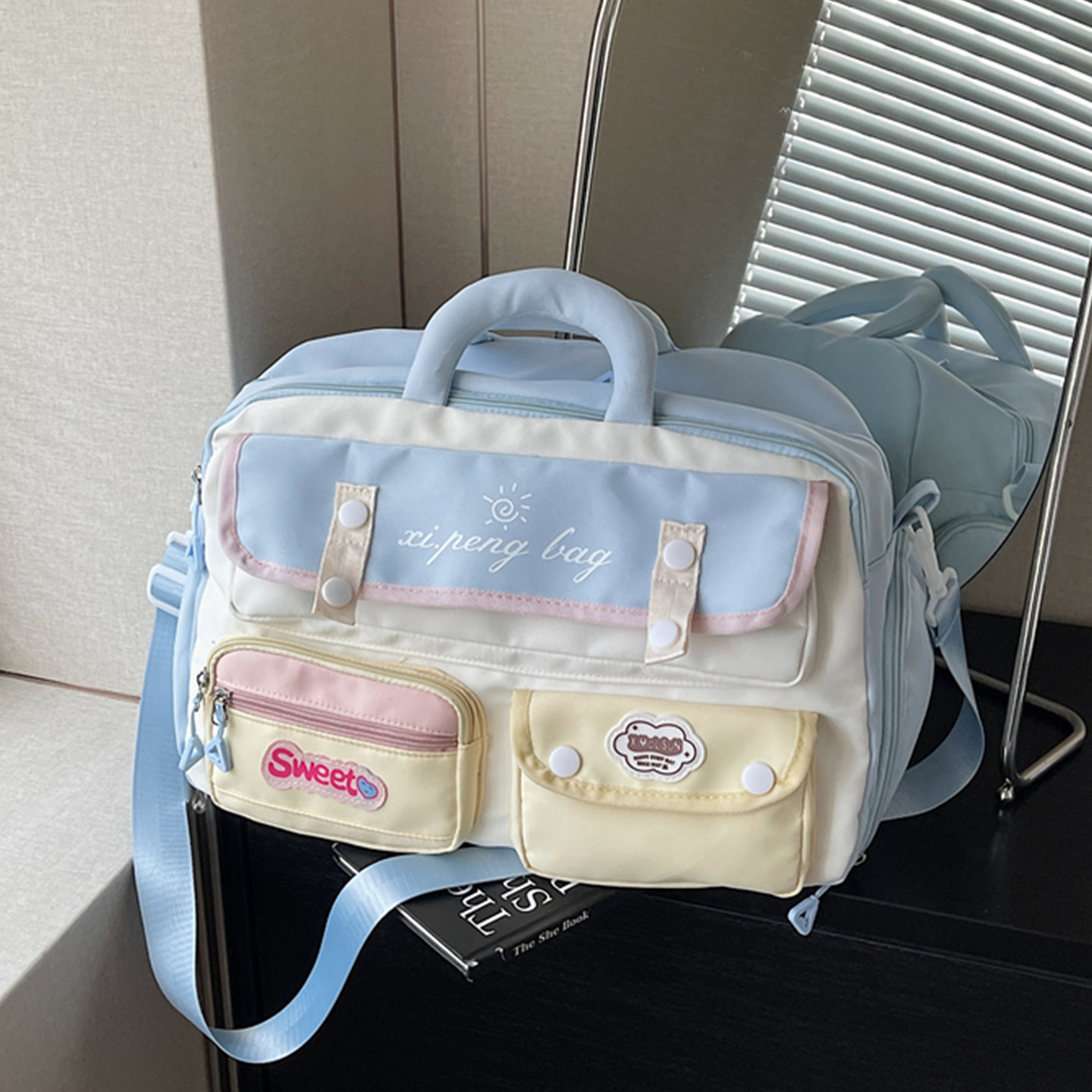 日韩风可爱休闲旅行袋女高颜值轻便手提斜挎健身包短途出行旅游包