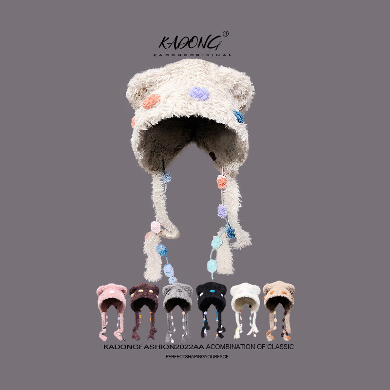 小熊耳朵帽逛街韩版女秋冬显脸小