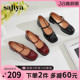 复古风一字带粗跟浅口单鞋 Safiya索菲娅方头玛丽珍鞋 法式 春季 女款