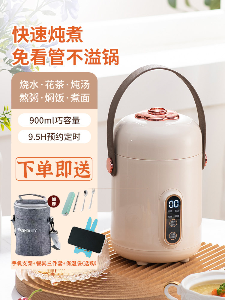 网红电炖锅电热饭盒提锅煮粥煮饭家用多功能迷你便携上班学生宿舍