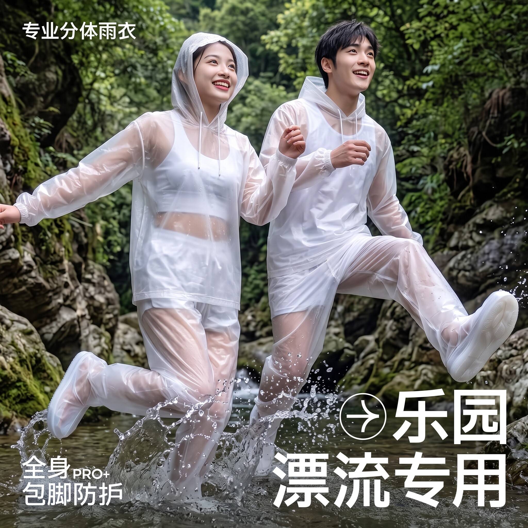 漂流专用雨衣一次性成人分体式雨裤装备激流勇进全身防水加厚套装
