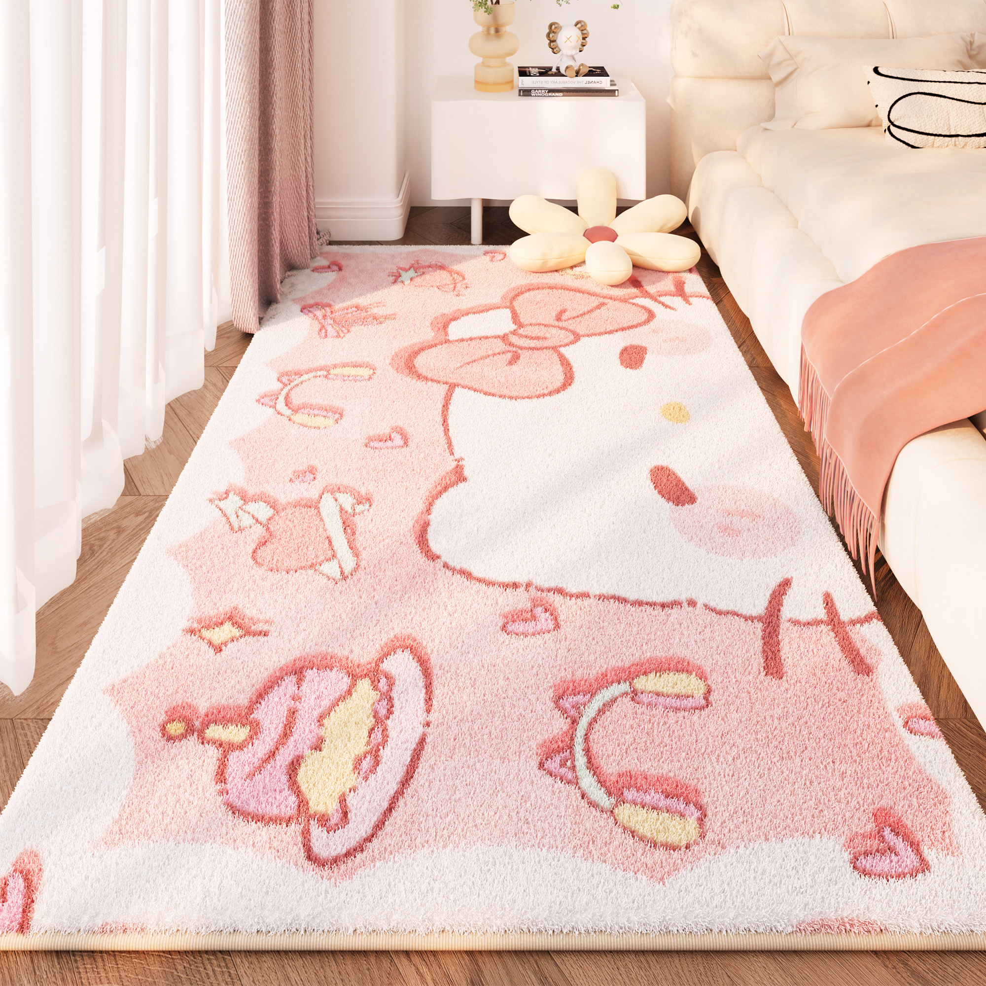 2025新款女孩卧室床头可爱主卧床前卧室床边毯儿童房间卡通地毯