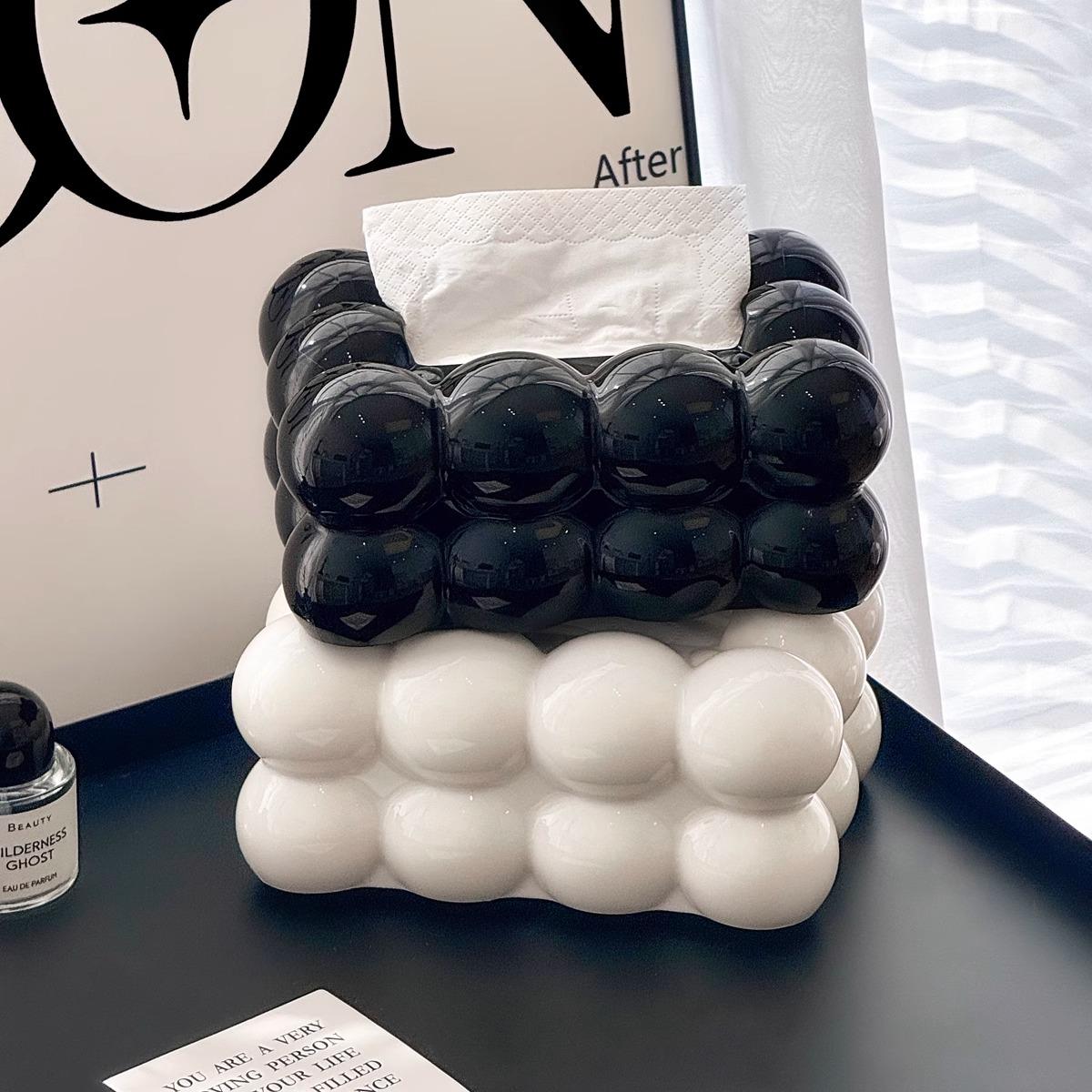 轻奢高级感纸巾盒客厅家用创意ins风桌面抽纸盒北欧棉花糖餐巾纸