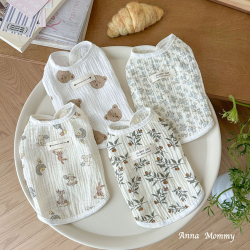 宠物衣服春夏ins风猫咪衣服狗衣服泰迪比熊居家薄款棉纱吊带背心