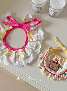 黄色系可爱宠物蕾丝花边蝴蝶结口水巾猫咪围脖狗狗围巾小猫围嘴