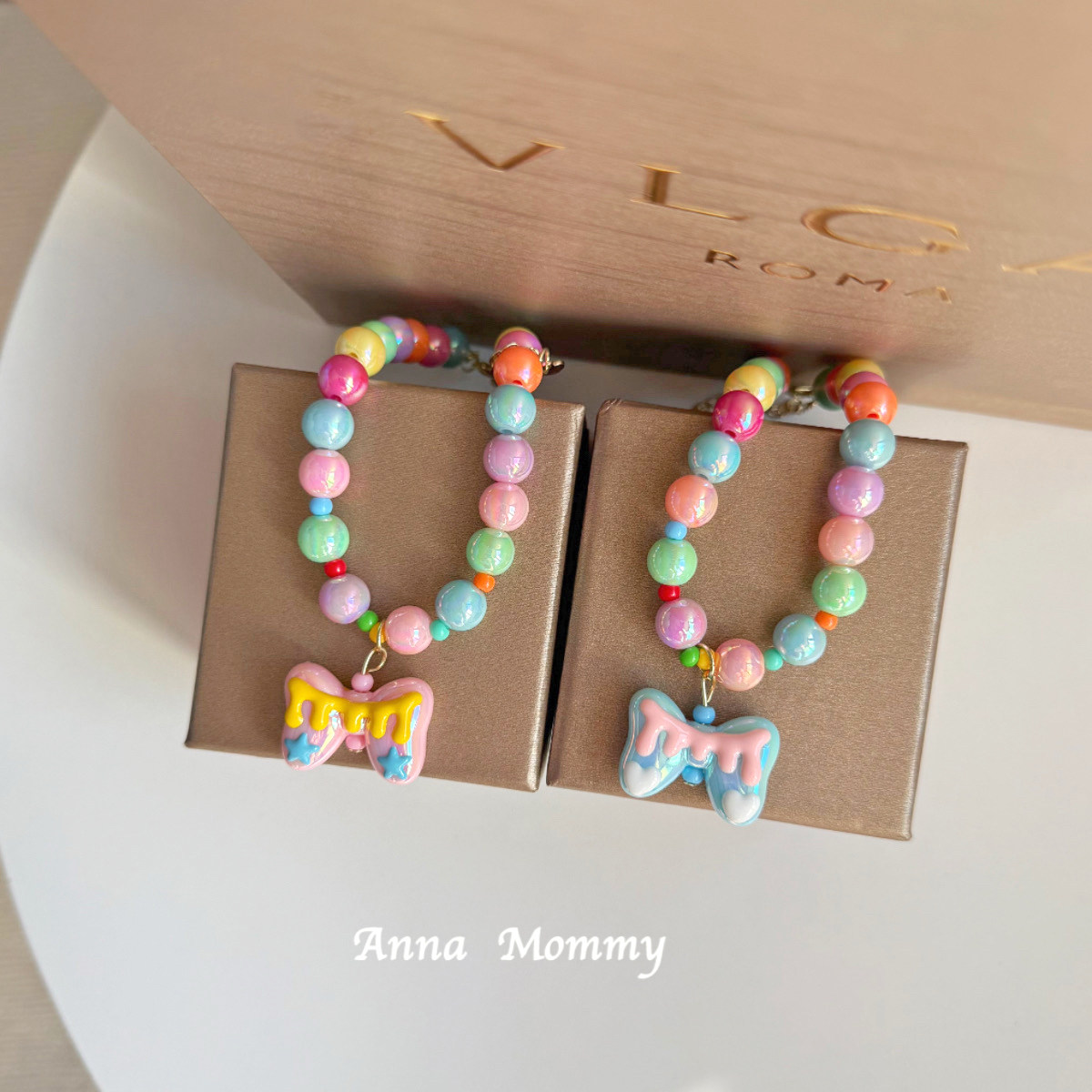 狗狗猫咪项链可爱多巴胺配色彩虹串珠宠物配饰项圈拍照比熊金渐层