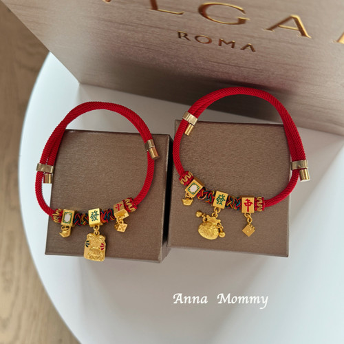 狗狗猫咪新年红绳项圈麻将款长命锁项链招财可调节宠物配饰编织绳