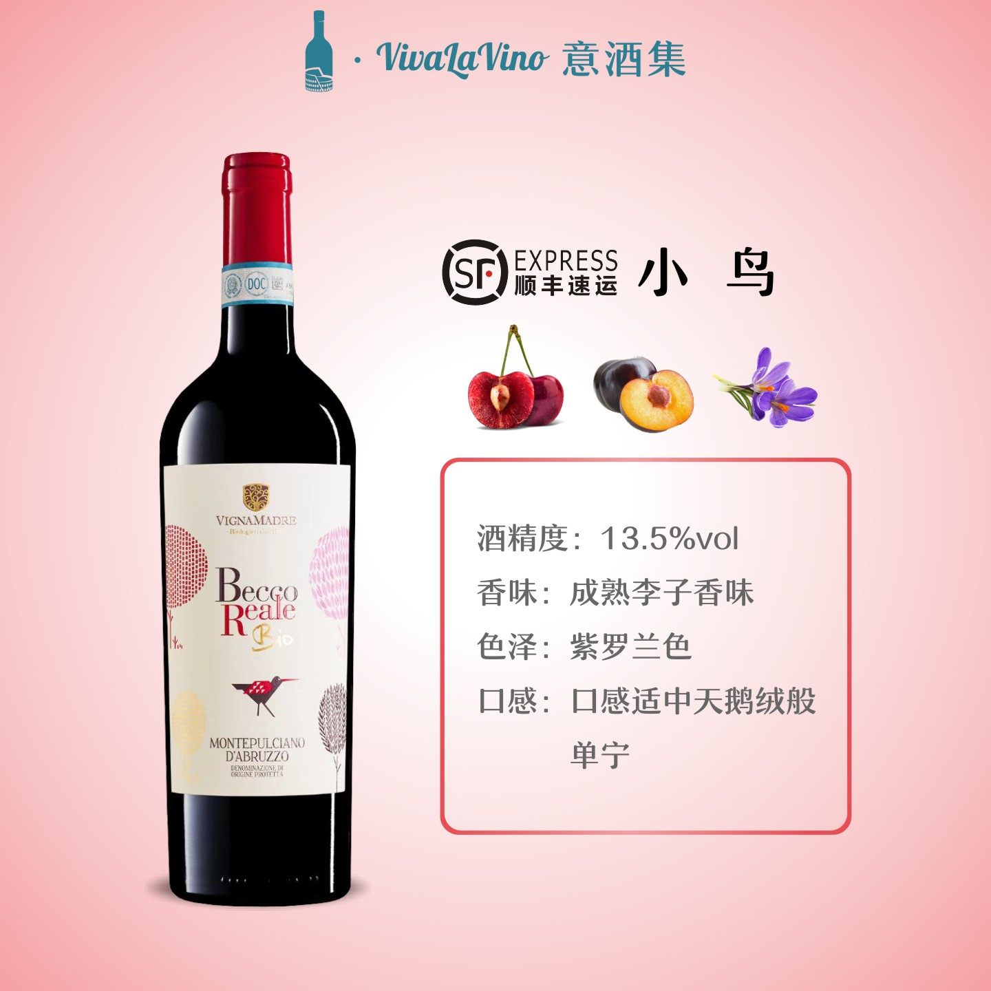 意酒集 意大利原瓶进口蒙帕塞诺小鸟红葡萄酒红酒微醺酒礼盒装