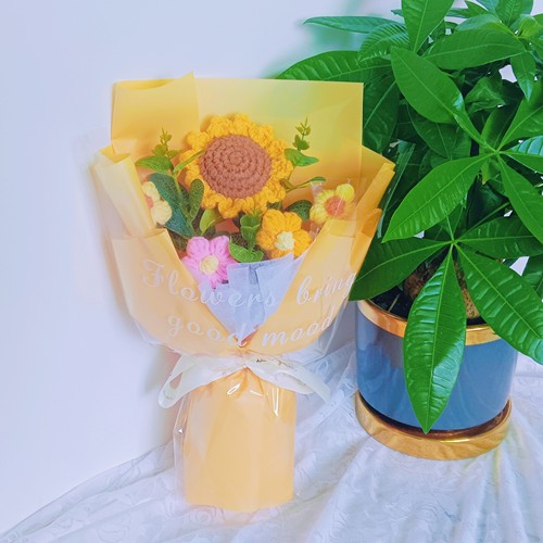 教师节针织毛线手工钩织花束成品仿真向日葵玫瑰康乃馨送老师朋友