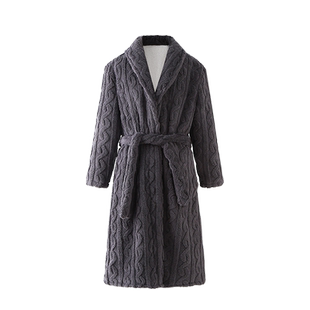 睡袍男冬季加绒加厚长款一体式羊羔绒浴袍法兰绒晨袍睡衣男款长袍