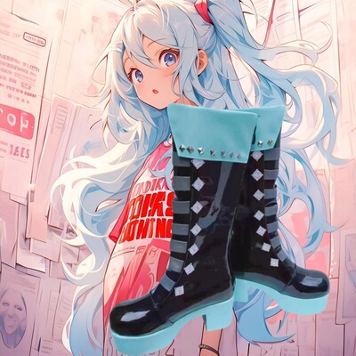 02初音未来MIKU小浣熊鞋子Cos鞋子定制Cosplay靴子游戏动漫道具