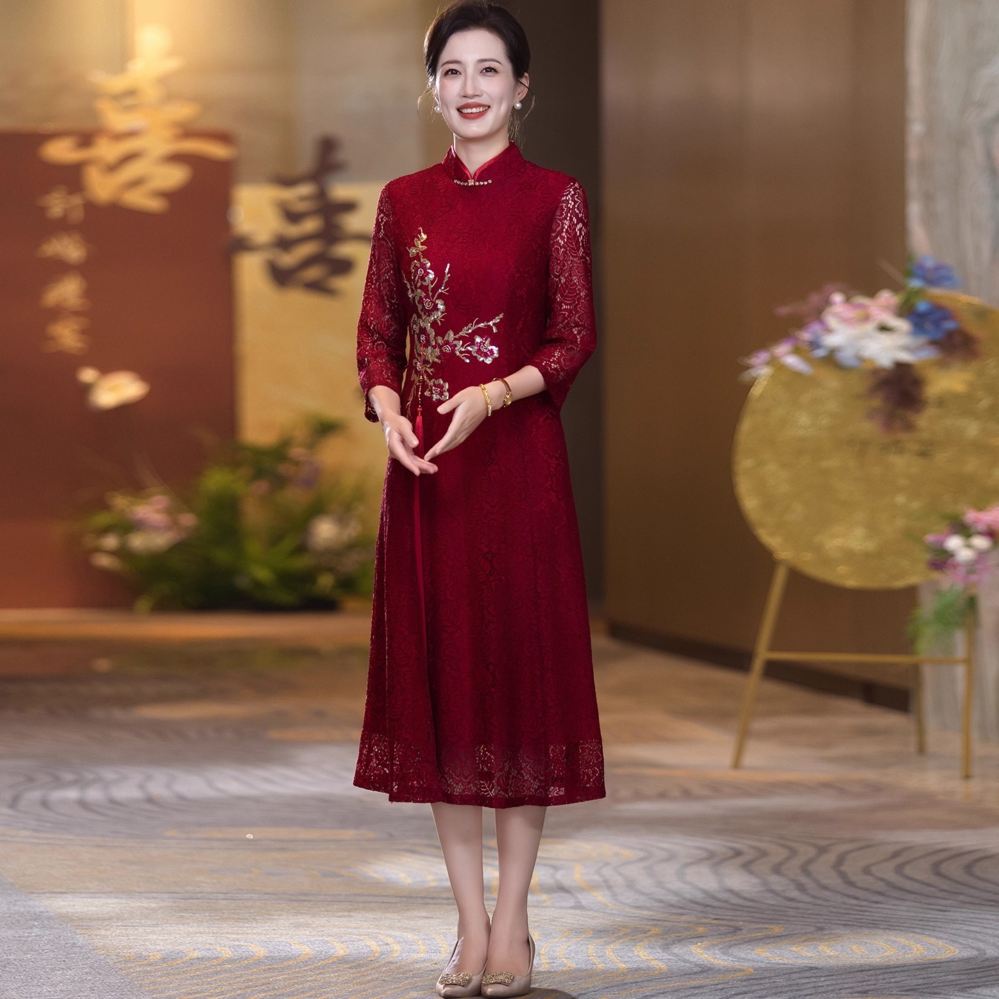 2026新款婚宴喜婆婆旗袍礼服