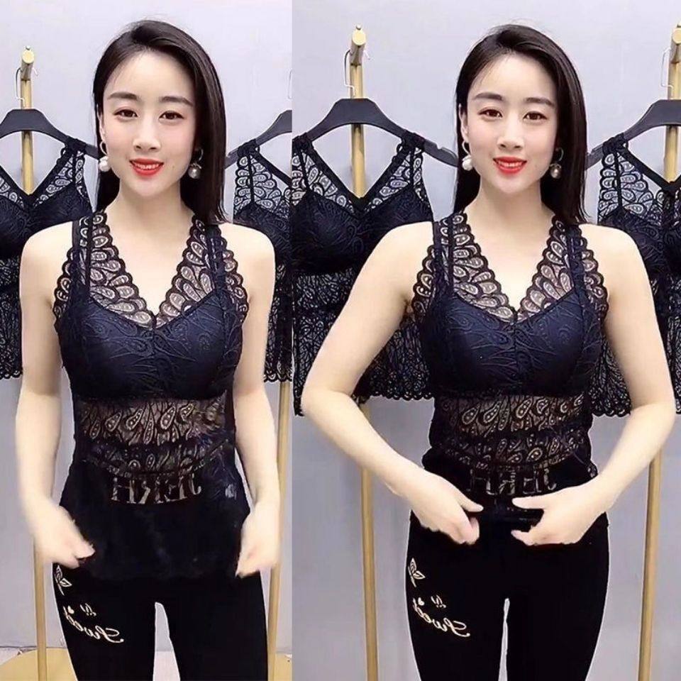 美背蕾丝宽松胖mm西服洋气吊带