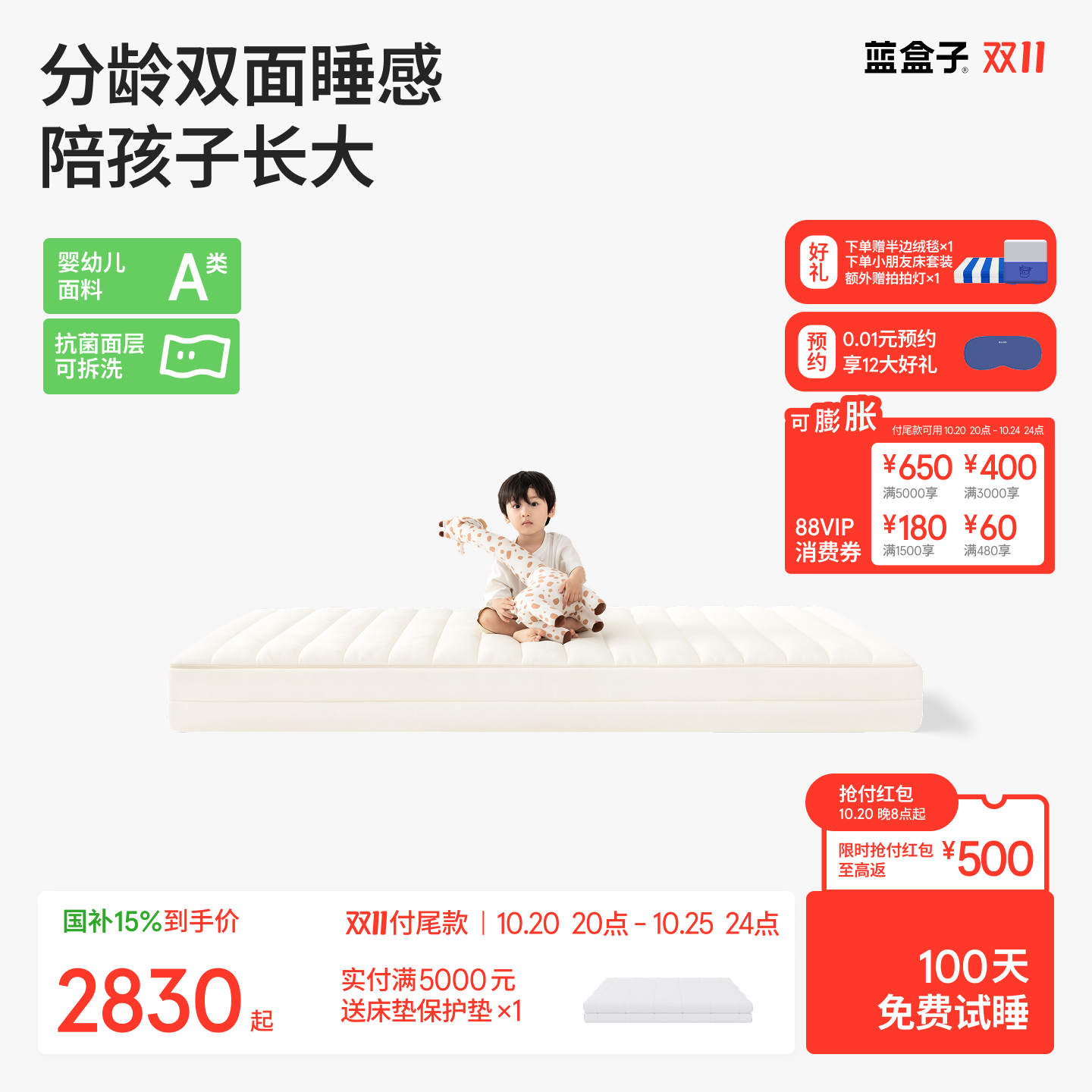 蓝盒子小朋友床垫｜分龄护脊