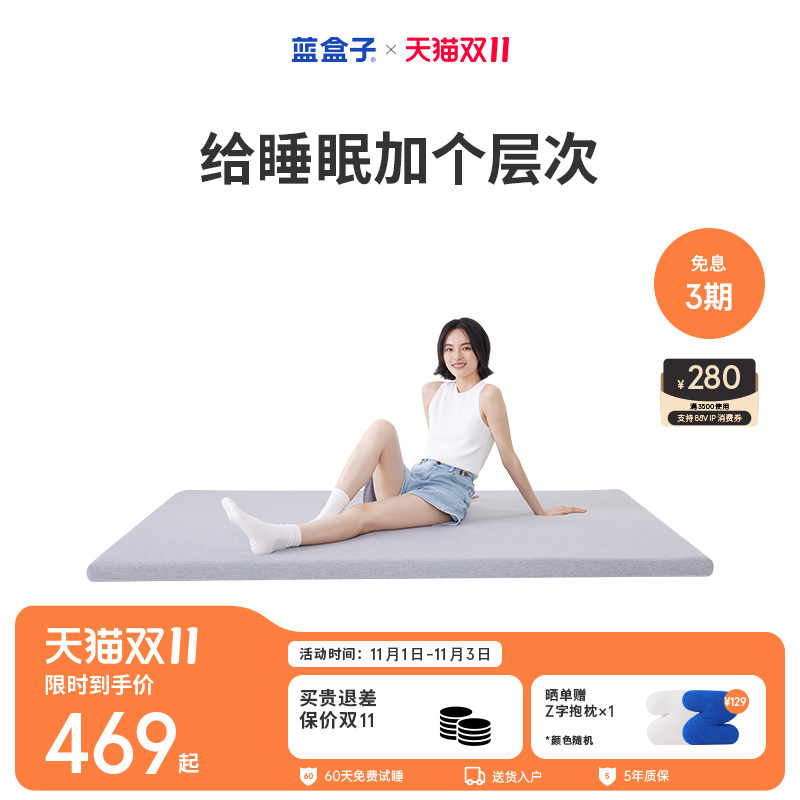 蓝盒子小蓝垫T1榻榻米记忆棉床垫薄垫90地铺睡垫学生宿舍床褥垫子使用感如何?