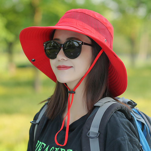 圆脸夏天宽檐折叠出游防晒渔夫帽