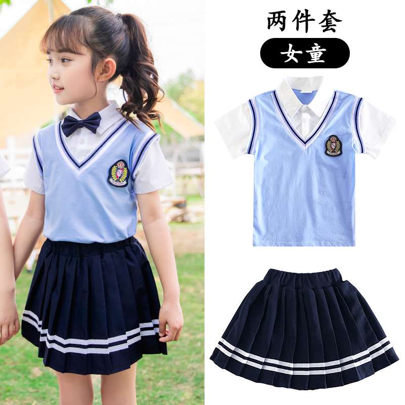 幼儿园园服夏装儿童英伦风衬衫套装小学生校服夏季班服毕业照服装