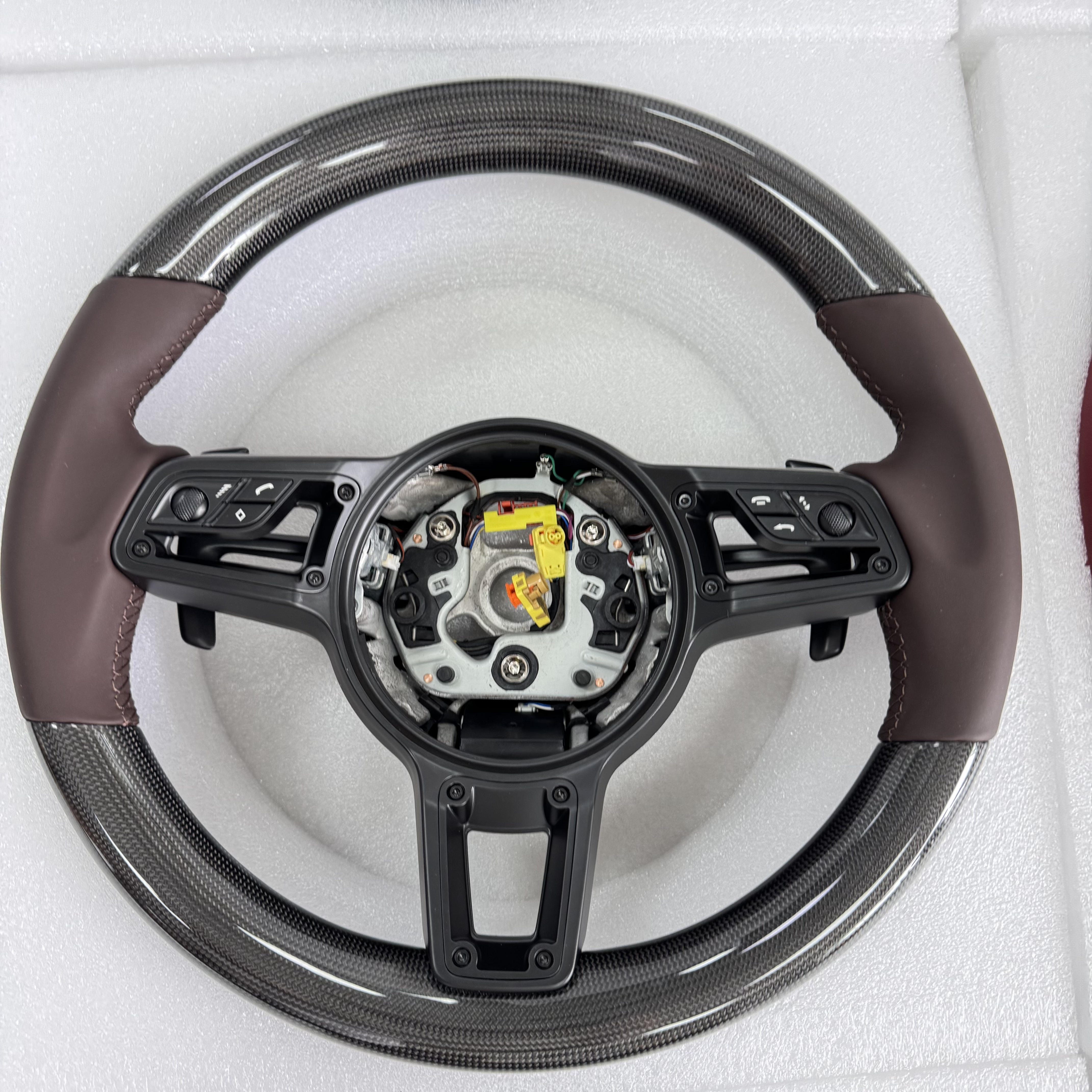 适用于保时捷Porsche帕拉梅拉卡宴老改新碳纤维方向盘