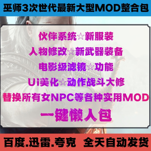 巫师3次世代MOD整合包伙伴新服装人物修改新武器美化模组替女NPC