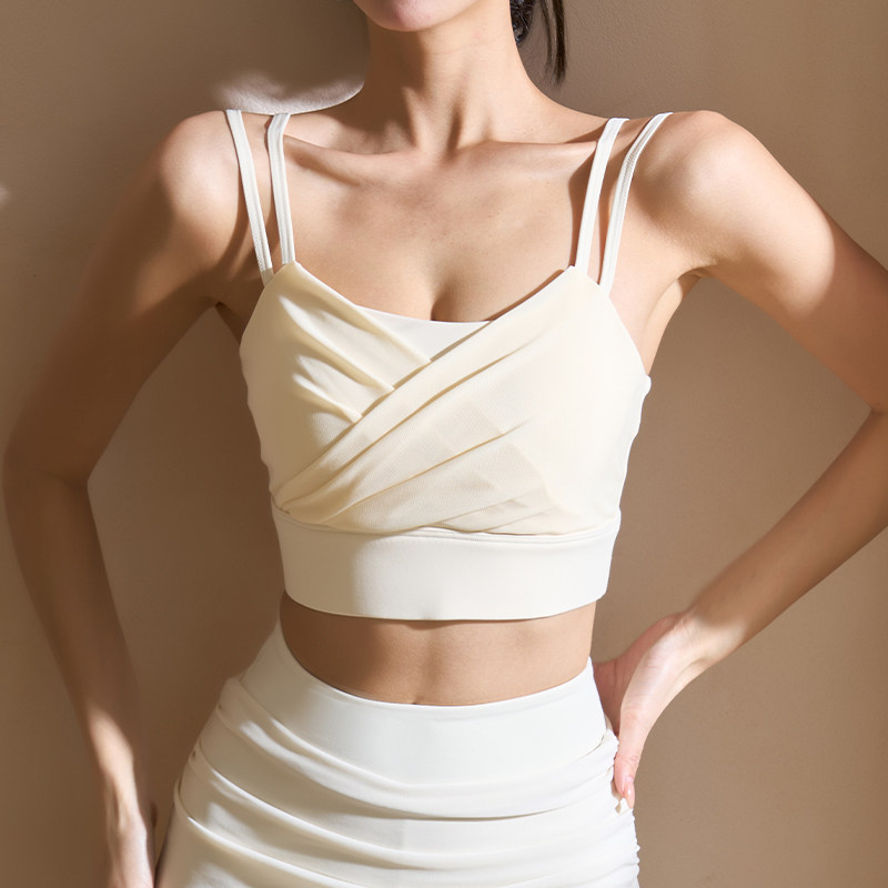 柚柚yoyomeat性感网纱普拉提瑜伽背心速干运动内衣一体式健身文胸