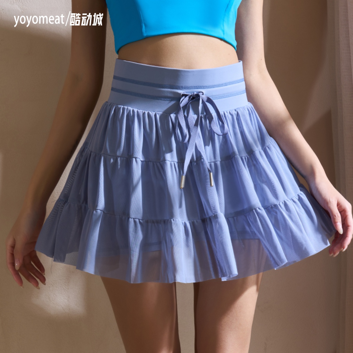 柚柚yoyomeat速干网纱百褶网球裙