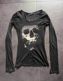 hedi暗黑歇斯底里hysteric glamour风格草莓骷髅头长袖男女上衣