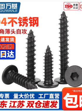 黑色304不锈钢自攻螺丝钉CA平头内六角自攻木螺钉M2M3M4M5M6M8