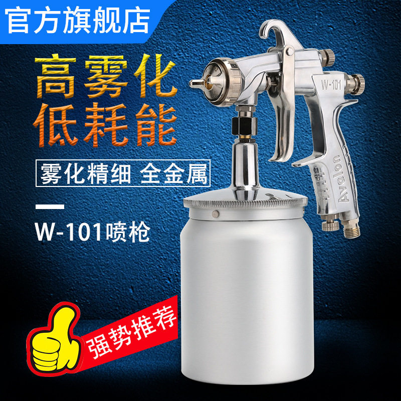 台湾进口w-101喷枪手持小型气动工具上壶面漆汽车家具油漆喷漆