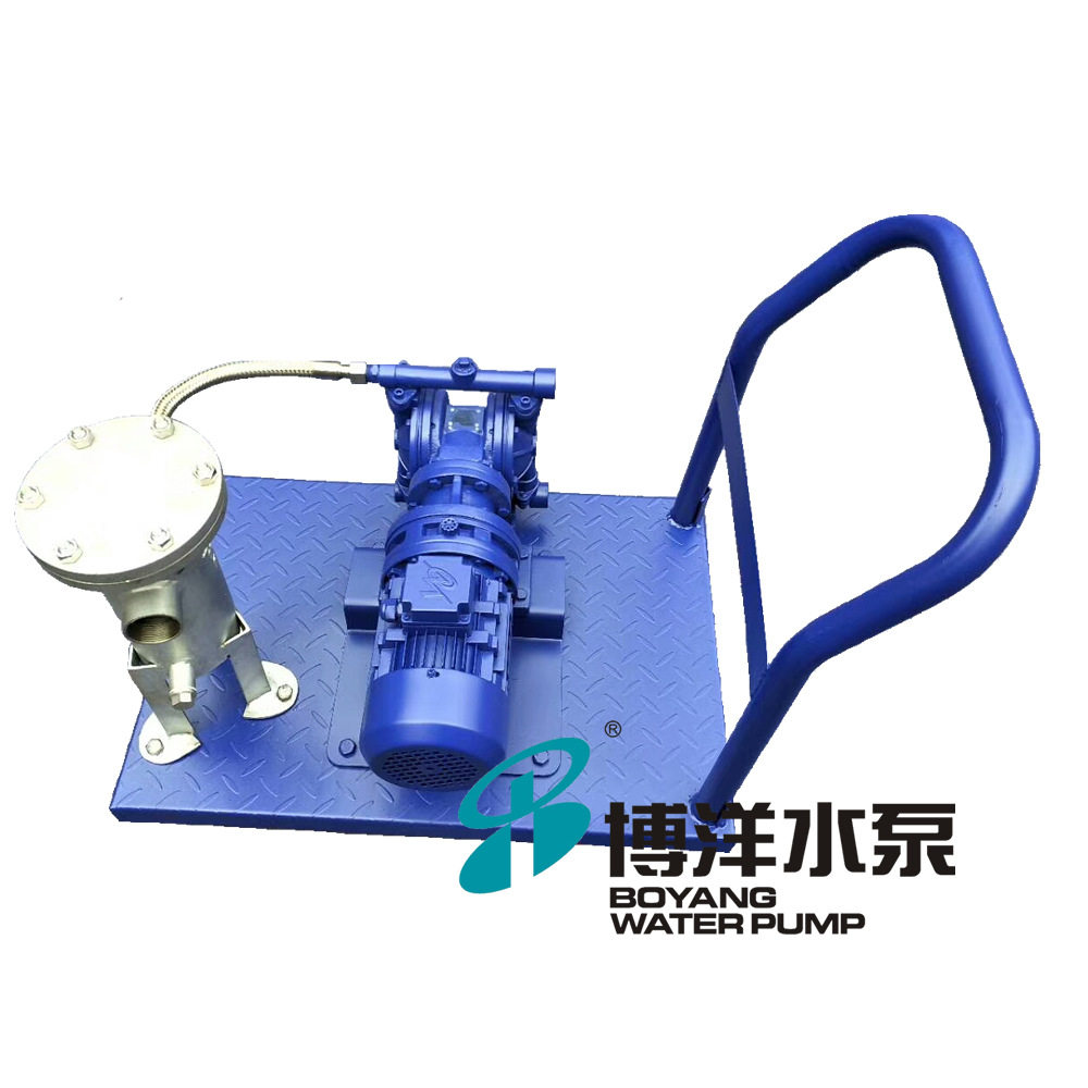 qbyf-65气动粉尘隔膜泵  带推车料仓气动粉体泵  粉体输送泵