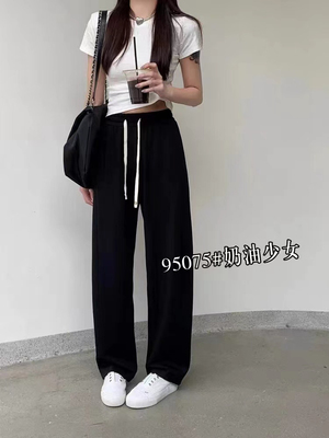 谜尚西子2025年夏季新款高腰窄版阔腿裤宽松显瘦时尚直筒拖地裤粗