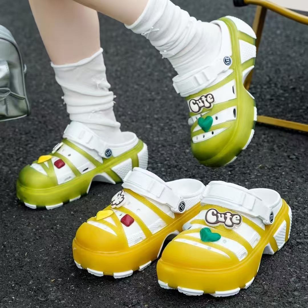 2025新款果冻壳洞洞鞋女爆款