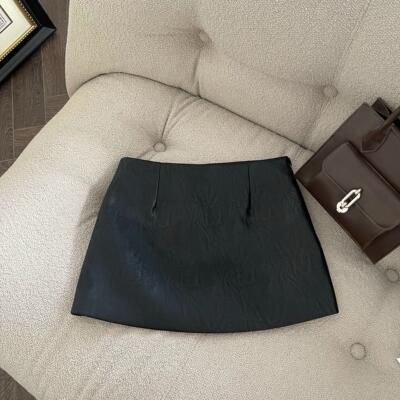 FASC自制黑色皮裙半身裙