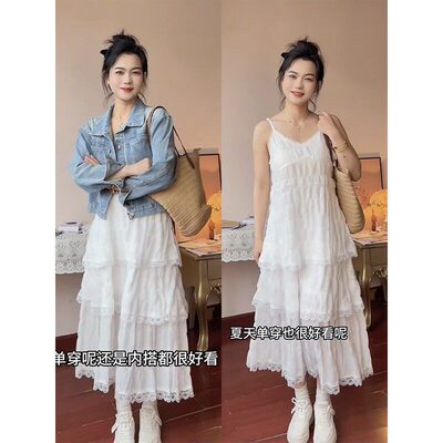 白色吊带洋装女夏日绝美