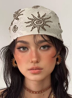 头巾2026正流行海风太阳花头巾女夏薄款美式复古高级感小方巾街头