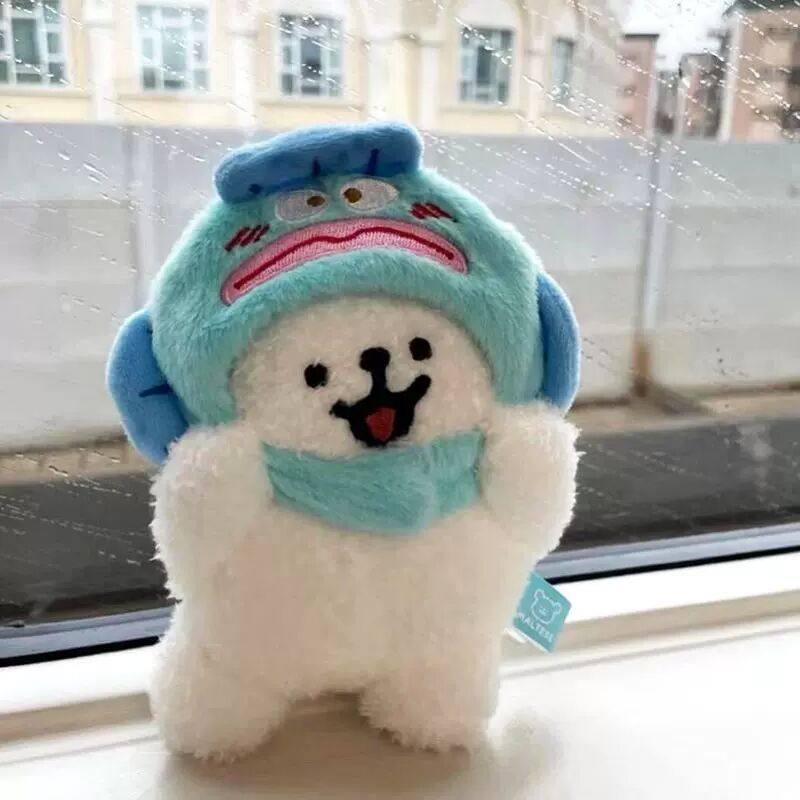 线条小狗挂件可爱毛绒小狗头套钥匙扣玩偶背包挂饰送情侣生日礼物