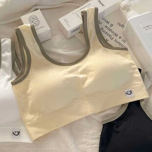 内衣女无钢圈防下垂一体式固定运动美背少女背心学生文胸2024秋冬