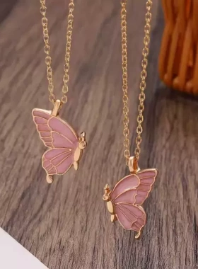 闺蜜小挂件二人闺蜜项链女二人款友谊项链好朋友项链一对滴油蝴蝶
