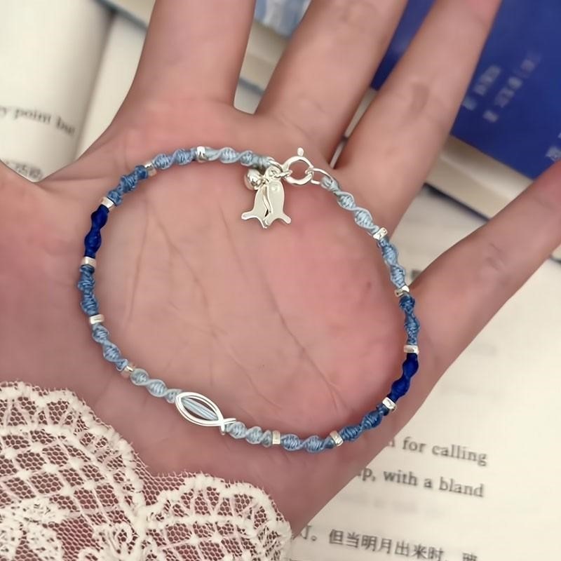 深海的鱼小鱼编织手绳手工diy材料包蓝色小鱼手链送闺蜜对象礼物