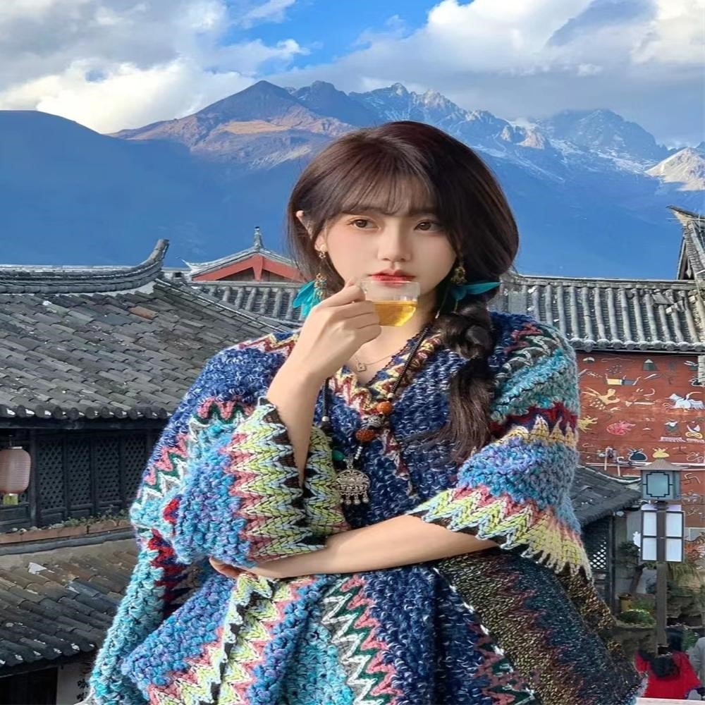 云南特色披肩女民族风丽江大理旅游拍照斗篷披风外搭时尚洋气围巾