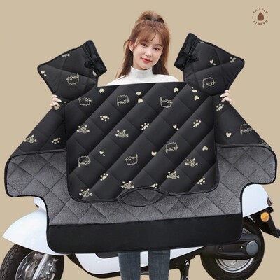 电动车挡风被冬季加绒加厚电瓶摩托车防风罩四季通用冬款双面防水