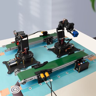 众灵开源六自由度机械臂流水线机器人传输输送带工业场景模拟主题